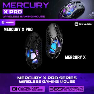 GravaStar Mercury X Pro 8K Wireless Gaming Mouse Superlight Highly Sensitive PAW3950 - Interstellar Silver