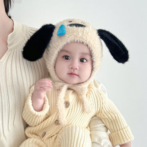 Thickened Knitted Baby Boy Hat Winter Warm Windproof Fluffy Cap Adjustable Foldable Cartoon Design Baby Knit Hat for Children