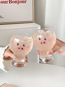 Cute Pig Beer Glass Cartoon Creative Glass Water Cup Milk Juice Drink Cup High Aesthetic Value for Women Home Use