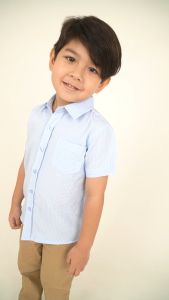 Forest Kids Woven Boy Stand Collar Short Shirt Kids l Baju Budak Lelaki - FK20109