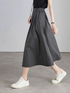 European Style New Spring Autumn Fashion High Waist A-Line Midi Skirt