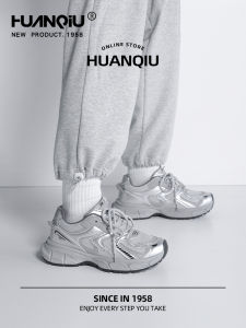 HuanQiu | Thick Sole Silver Dad Shoes for Men