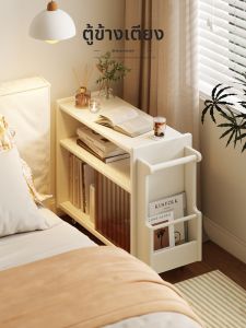 เคาน์เตอร์ด้านข้างแบบเคลื่อนที่ ชั้นวางของสไตล์ครีม ชั้นวางของในห้องนอน ชั้นวางของแบบเรียบง่าย ชั้นวางของแบบไม้แท้ ชั้นวางของแบบมีล้อ