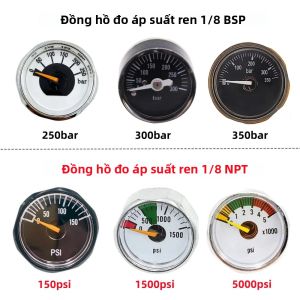 Đồng Hồ Đo Áp Suất Mini HPA 1/8BSPP 1/8NPT Bộ Điều Chỉnh Nạp Khí Cho Bình Khí Áp Kế Cho Các Bộ Phận Khí Nén