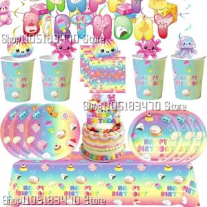 Beast Kingdom | Squishy Dumpling Tableware Set Dreamy Birthday Party Decoration Gift Bag Tablecloth Cup Paper Plates Cups Napkin Party Supplies