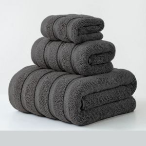 100%Cotton Terry Fiber Towel Set BundleGentleman Grey 1 Hand +1 Face+ 1 Bath TowelAbsorbent Washcloth For Hotel Home Gift 3pc