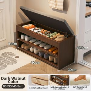 Solid Wood Entry Shoe Bench Storage