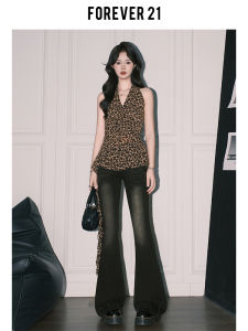 Forever 21 American Retro Black Micro Flared Jeans Women Summer Pear Shape High Waist Slim Long Pants Drapey Feel Standard Fit