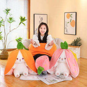 GẤU BÔNG THỎ DÂU TÂY THỎ CÀ RỐT THỎ BIẾN HÌNH TRÁI CÂY THỎ TAI DÀI 2 IN 1 CUTE CAO CẤP XUẤT KHẨU
