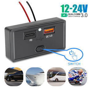 QC3.0 PD USB Car Charger Socket 12V 24V for Motorcycle Truck ATV Motor Boat RV Bus