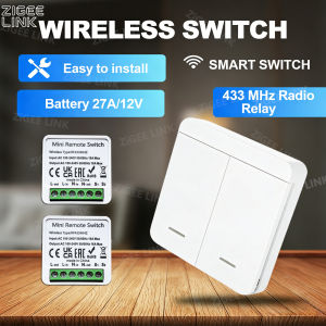 433MHz Wireless Smart Light Switch Remote Control Mini Receiver Relay Module 1/2/3 Gang Wall Panel Switch for LED Lamps DIY Home