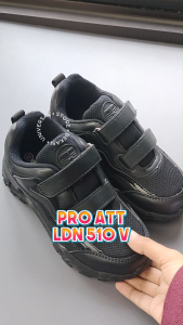 Sepatu Sekolah Anak Laki Perempuan Sneakers TK SD Velcro Perekat Kreket Tanggung Kets Snikers Sneker Sneaker Snackers Hitam Full 33-36 Pro ATT LDN 510 V