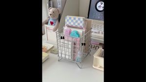 Rak Penyimpanan Besi Desktop Keranjang Penyimpanan Kapasitas Besar Korean Desk Tempat Penyimpanan Kosmetik Organizer Meja