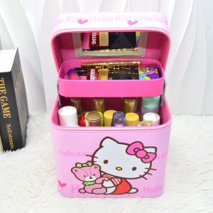 Túi Đựng Trang Điểm Hellokitty Dung Tích Lớn Hai Lớp Vỏ Cứng Hoạt Hình Dễ Thương Túi Đựng Đồ Cho Nữ Túi Đựng Mỹ Phẩm