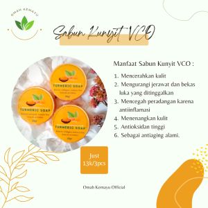 [PROMO Paket 3pcs] Sabun Herbal Kunyit plus VCO Sabun Pencerah Alami Penghilang Jerawat Noda Hitam 20gr