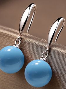 Elegant Blue Pure Silver Retro Fashion Hoop Earrings Womens Jewelry Fresh out New Style Vintage Feel High End Lightweight Hong Kong Style