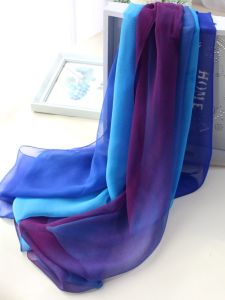 Thin Long Gradient Color Silk Scarf for Women Georgette Fabric Dance Fitness Scarf Large Size Shawl Spring Autumn Summer Use