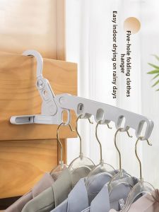 Foldable Five Hole Clothes Hanger For Travel And Home Use
