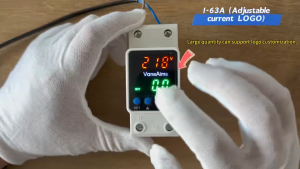 VANEAIMS AC220V Adjustable Voltage Current Protector Relay 40A 63A 80A 100A DIN Rail Digital Display Over Under Voltage Overcurrent Auto Recovery Optional kWh Watt Hz Meter