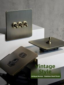 BaldeVance | Vintage Style Push Button Switch Sockets Antique Bronze Stainless Steel