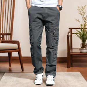 Quần Dài Ống Đứng Rộng Rãi Nhiều Túi Quần Dài Công Sở Thường Ngày Cho Nam Mùa Xuân Thu Quần Dài Làm Việc Chống Mài Mòn