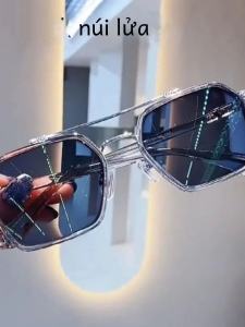 Double-Bridge UV Protection Sunglasses Mens Fashionable Korean Style Anti-Reflective Sunscreen Day Night Dual Use Glasses