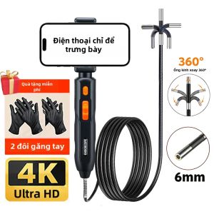 4K UHD 360 Độ ° Camera Nội Soi Khớp Nối IP67 Chống Nước Dùng Cho Kiểm Tra Ô Tô & Công Nghiệp Tương Thích Với iOS & Android