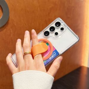 Original Card Holder Clear For Magsafe Magnetic Phone Case For Samsung S26 S25 S24 Plus S26 Ultra Bracket Wireless Charge Cover
