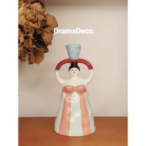 Dramadeco Court Lady Candle Holder Original Hand-Painted Ceramic Home Decor High-Aesthetic Creative Personalized Gift