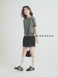 GIORDANO ผู้หญิง เสื้อยืด 100% Cotton แขนสั้น Dolman เสื้อยืดคอกลม เรียบง่าย แฟชั่นพื้นฐาน เสื้อยืดสั้นลำลอง 05325393