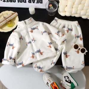 JIFANPAUL | Winter Childrens Fluffy Warm Pajamas Set