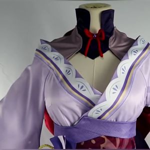 Game Genshin Impact Raiden Shogun Cosplay Costume Jacquard Fabric Uniform Wig Halloween Masquerade Carnival Party Props
