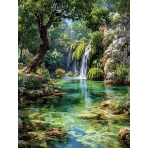 500/1000/1200/2000PCS Adult Jigsaw Puzzle Serene Waterfall Puzzles for Gameroom Bedroom Livingroom Gift Challenging Game