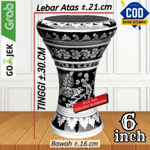 Darbuka Mini Atau Dumbuk Marawis 6 inc Silver Hitam Power Beat Hitam