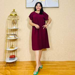 (GRATIS ONGKIR) Dress Namira/Daster Polos Cringkle Airflow Jumbo Warna Random