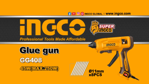 INGCO ELECTRIC GLUE GUN 45W-MAX250W WITH 8PCS150MM GLUE STICK GG408