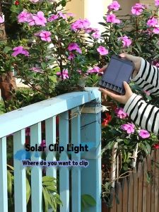 USB+Solar Rechargeable Garden Sensor Light Study Light Outdoor Waterproof Camping Clip Light solar Portable Clip Light garden light