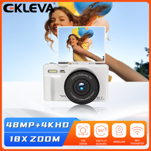 EKLEVA 64MP Digital Photography Camera 4K WIFI Web Camcorder Vintage Vlog Video Recorder YouTube 18X Digital Zoom Camera 3" Flip Screen