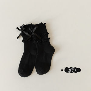 Princess Lace Edge Cotton Socks for Girls Spring Autumn Mid-Calf Korean Style Child Fashion Baby Girls Stockings Pure Cotton