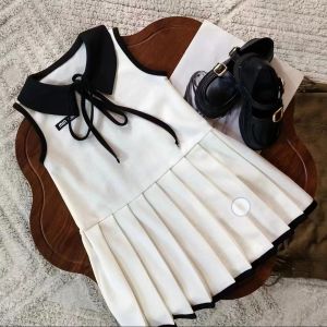 Girls Summer Casual Polo Dress Baby Fashionable Vest Skirt Korean Style Childrens Clothing 2-18 Years Old Girls Dresses