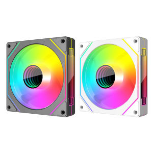 พัดลมระบายความร้อน 12 ซม ARGB 5V 3Pin PWM สำหรับเคสคอมพิวเตอร์ พร้อมเอฟเฟกต์แสง RGB และดีไซน์อินฟินิตี้มิร์เรอร์