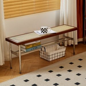 Retro Solid Wood Shoe-changing Bench