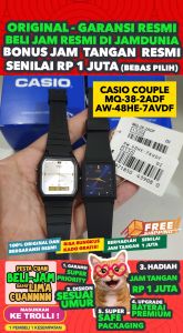 CASIO COUPLE ORIGINAL - CASIO Pria AW-48HE-7A -with- Wanita MQ-38-2A Jamdunia / Jam dunia JD18ST Jam Tangan Pasangan Cowok Cewek Anti Air AW 48HE 7A with MQ 38 2A s001 Seri AW 48HE 7A & MQ 38 2A