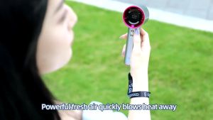 Quạt gió cầm tay phản lực Hàn Quốc Cổng sạc Type C Có màn hình LED hiển thị cấp độ và thời lượng pin