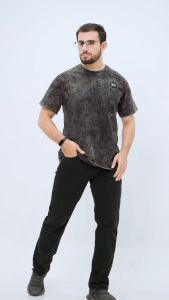 Otsky Kaos Pria Washing Small Logo Black Cotton Combed 24s Pendek