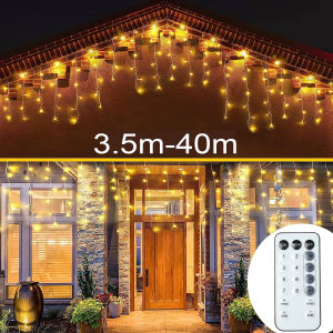 Icicle String Lights Outdoor LED Fairy Lights Garland For New Year Party Wedding Garden Terrace Christmas Decoration Lamps