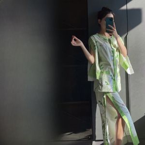 ชุดอบไบโอด้วยผ้าฝ้ายแท้ ชุดนวดยาวสองชิ้น สำหรับคู่รัก ชุดรักษาความเป็นกลาง แขนยาว ปกตัว ผ้าฝ้ายแท้ สำหรับอบไบโอด้วยไฟฟ้า