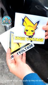 Tem Dán Xe “High Voltage” Decal Chống Nước Cho Xe Ô Tô Điện Vinfast VF3 VF5 VF6 VF7 – Mày Mò Store