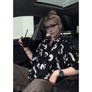NANSSE | Áo Thun In Hình Graffiti Vintage Lụa Mỏng