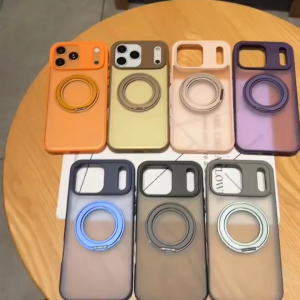 360 ° rotating decompression bracket adsorbable hard case for iPhone 17 16 15 14 13 Pro Max Air casing Anti fingerprint matte skin friendly adsorbable cover for iPhone case